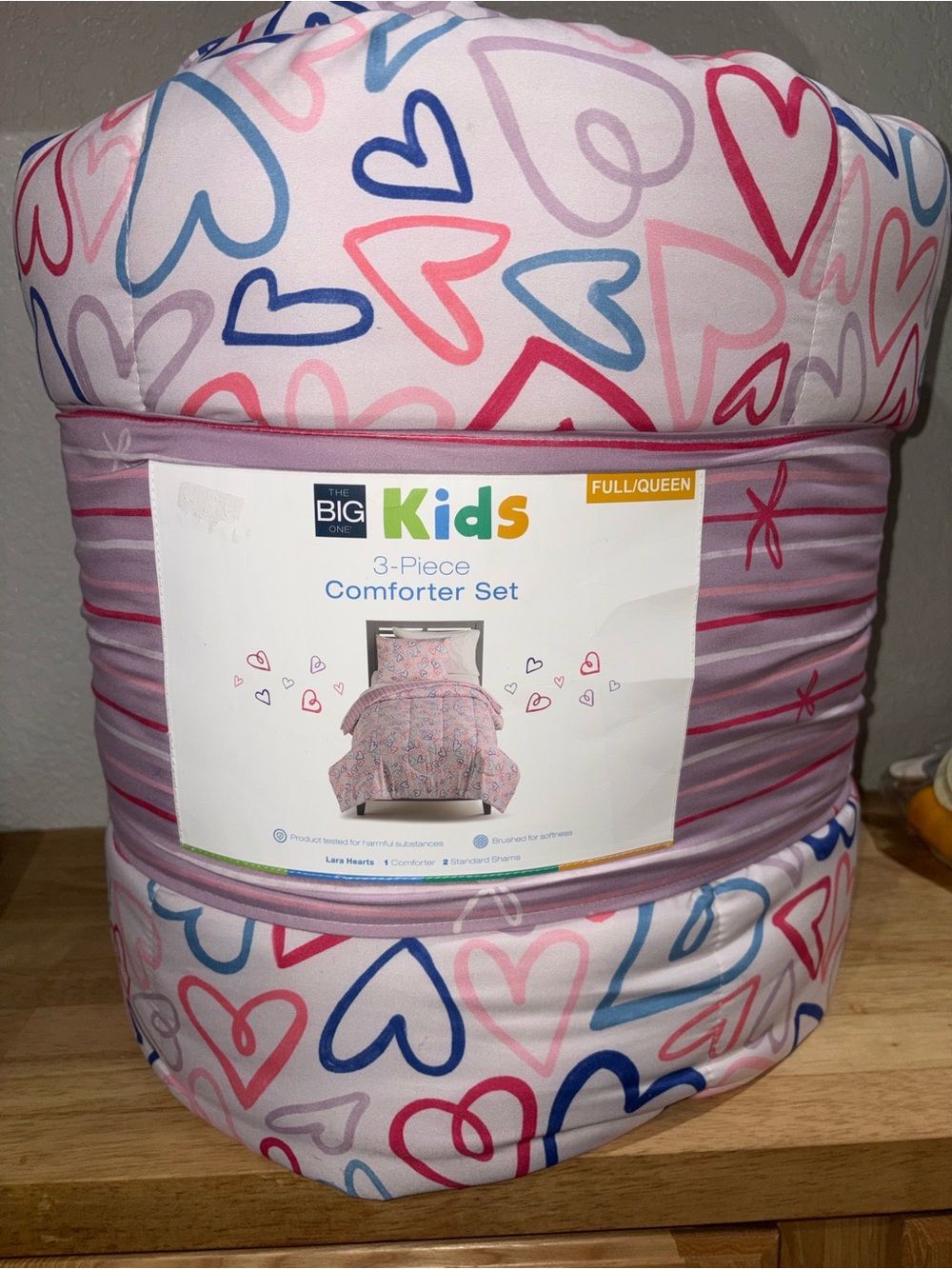 The Big One Kids Heart-Print 3-Piece Comforter Set - Pink, Blue, Purple